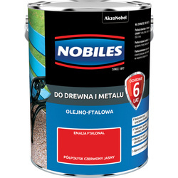 NOBILES Farba olejna ftalowa Ftalonal do drewna metalu CZERWONA JASNA 5L