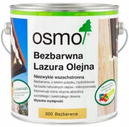 BEZBARWNA LAZURA OLEJNA GRUNT DO DREWNA HYDROFOBOWA OSMO 000 2,5L