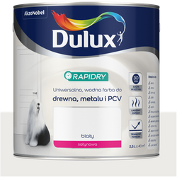 Dulux Rapidry Szybkoschnąca farba do drewna metalu BIAŁY SATYNOWY 2,5L