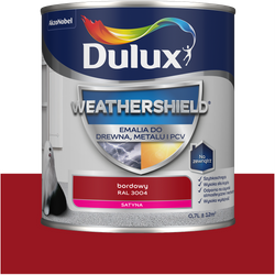 Dulux Weathershield emalia drewna metalu renowacji RAL 3004 BORDOWY 0,7L