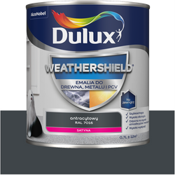 Dulux Weathershield emalia drewna metalu renowacji RAL 7016 ANTRACYT 0,7L