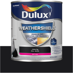 Dulux Weathershield emalia drewna metalu renowacji RAL 9005 CZARNY 0,7L