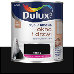 Dulux farba do drewna PCV metalu Szybka Odnowa OKIEN I DRZWI CZARNA 0,75L