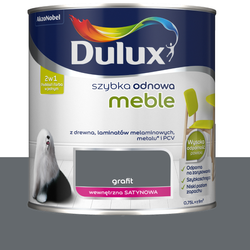 Dulux farba do mebli laminatów PCV metalu Szybka Odnowa MEBLE GRAFIT 0,75L